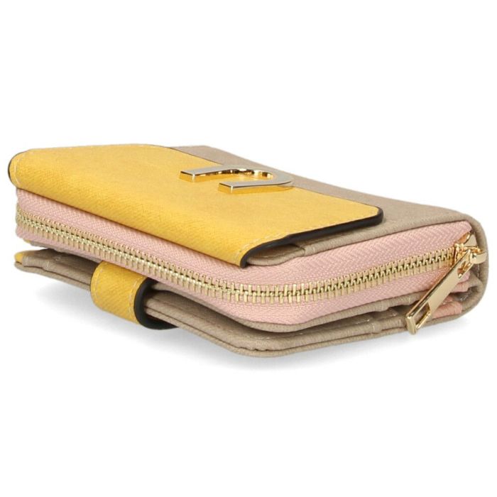 財布 レディース 二つ折り かわいい 大容量 コンパクト 多収納 お札折らない ミニ財布 ウォレット トライカラー ファスナー 馬蹄モチーフ LAMB MODE ラムモード 37891T