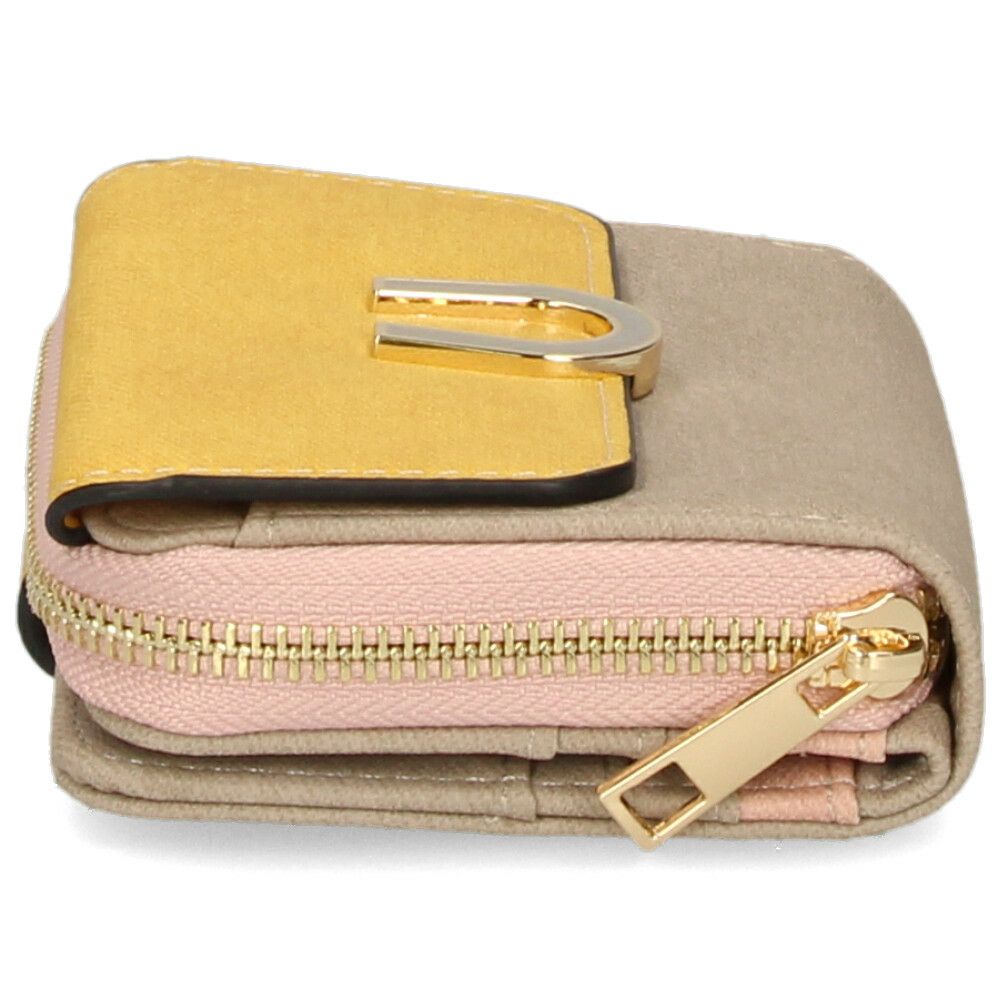 財布 レディース 二つ折り かわいい 大容量 コンパクト 多収納 お札折らない ミニ財布 ウォレット トライカラー ファスナー 馬蹄モチーフ LAMB MODE ラムモード 37891T