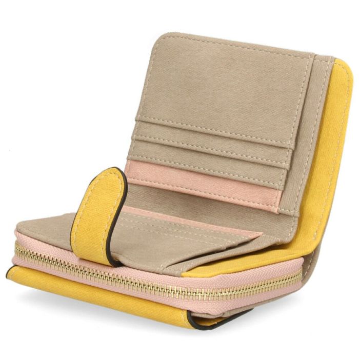 財布 レディース 二つ折り かわいい 大容量 コンパクト 多収納 お札折らない ミニ財布 ウォレット トライカラー ファスナー 馬蹄モチーフ LAMB MODE ラムモード 37891T