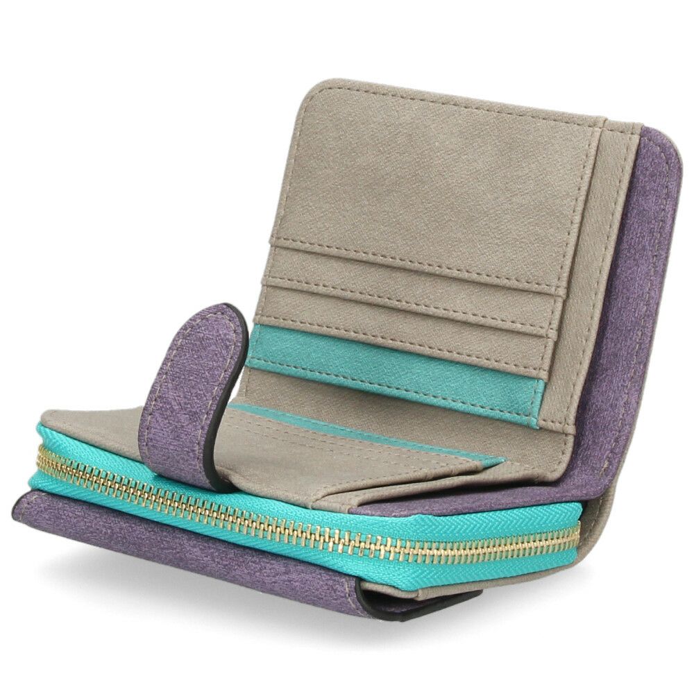 財布 レディース 二つ折り かわいい 大容量 コンパクト 多収納 お札折らない ミニ財布 ウォレット トライカラー ファスナー 馬蹄モチーフ LAMB MODE ラムモード 37891T