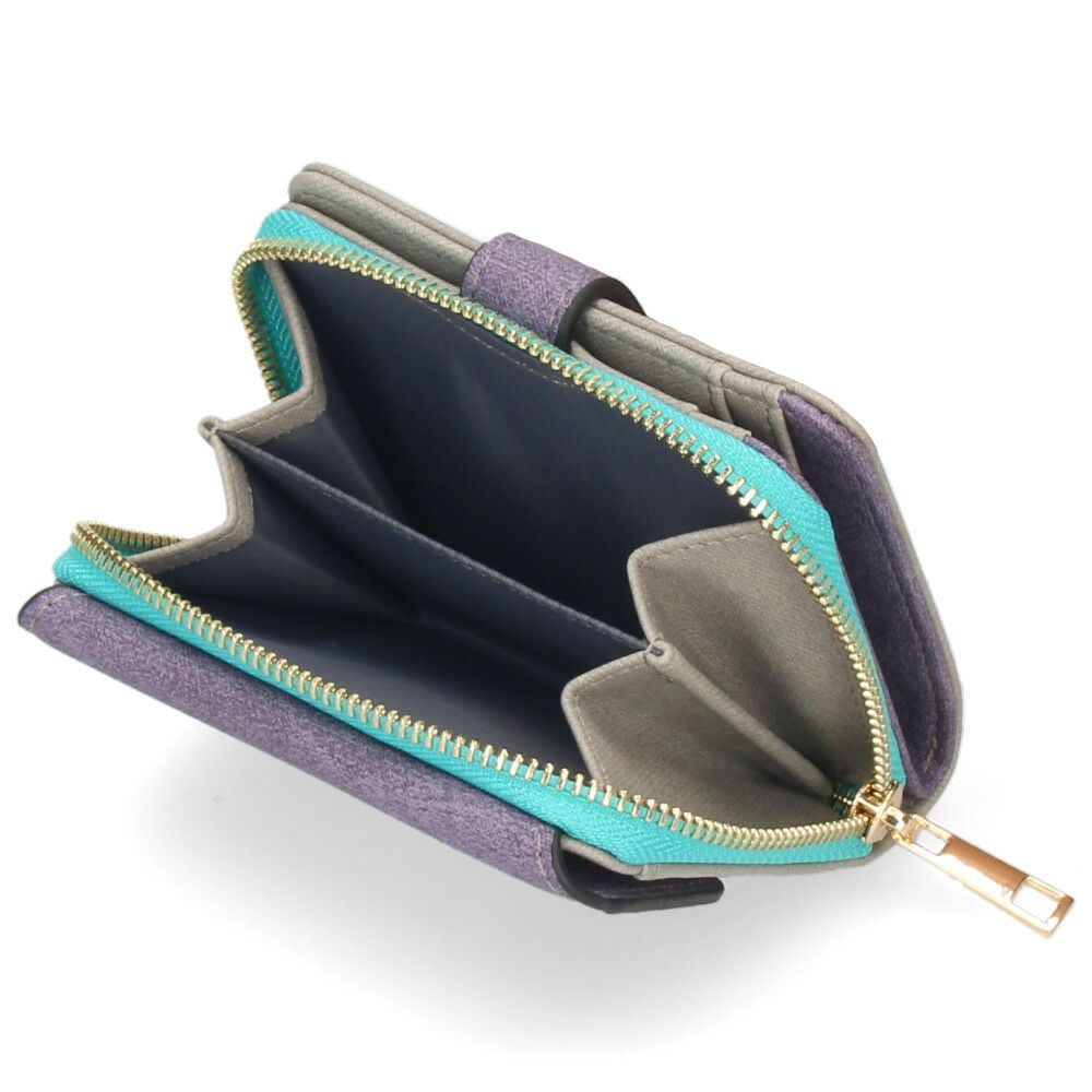 財布 レディース 二つ折り かわいい 大容量 コンパクト 多収納 お札折らない ミニ財布 ウォレット トライカラー ファスナー 馬蹄モチーフ LAMB MODE ラムモード 37891T