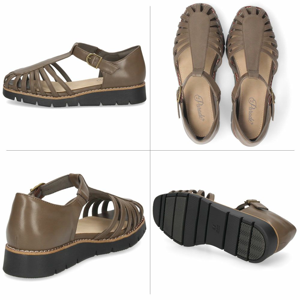 サンダル レディース グルカサンダル 歩きやすい 厚底 おしゃれ 黒 3E ゆったり 幅広 軽量 ストラップサンダル ローヒール 6754 パレード 靴 Parade