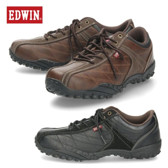 メンズ カジュアルシューズ スニーカー 靴 低反発 快適 歩きやすい  デイリーユース ブラック ブラウン EDWIN エドウィン EDM-6100