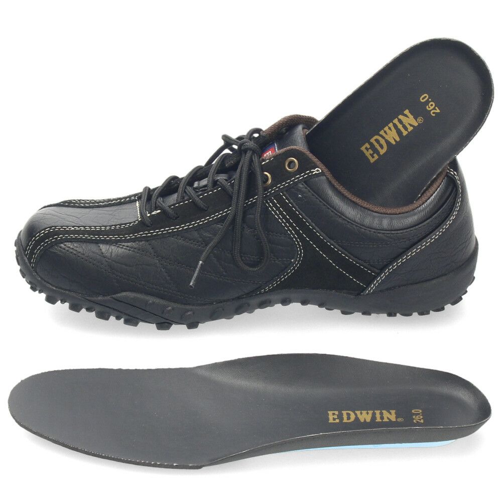 メンズ カジュアルシューズ スニーカー 靴 低反発 快適 歩きやすい  デイリーユース ブラック ブラウン EDWIN エドウィン EDM-6100