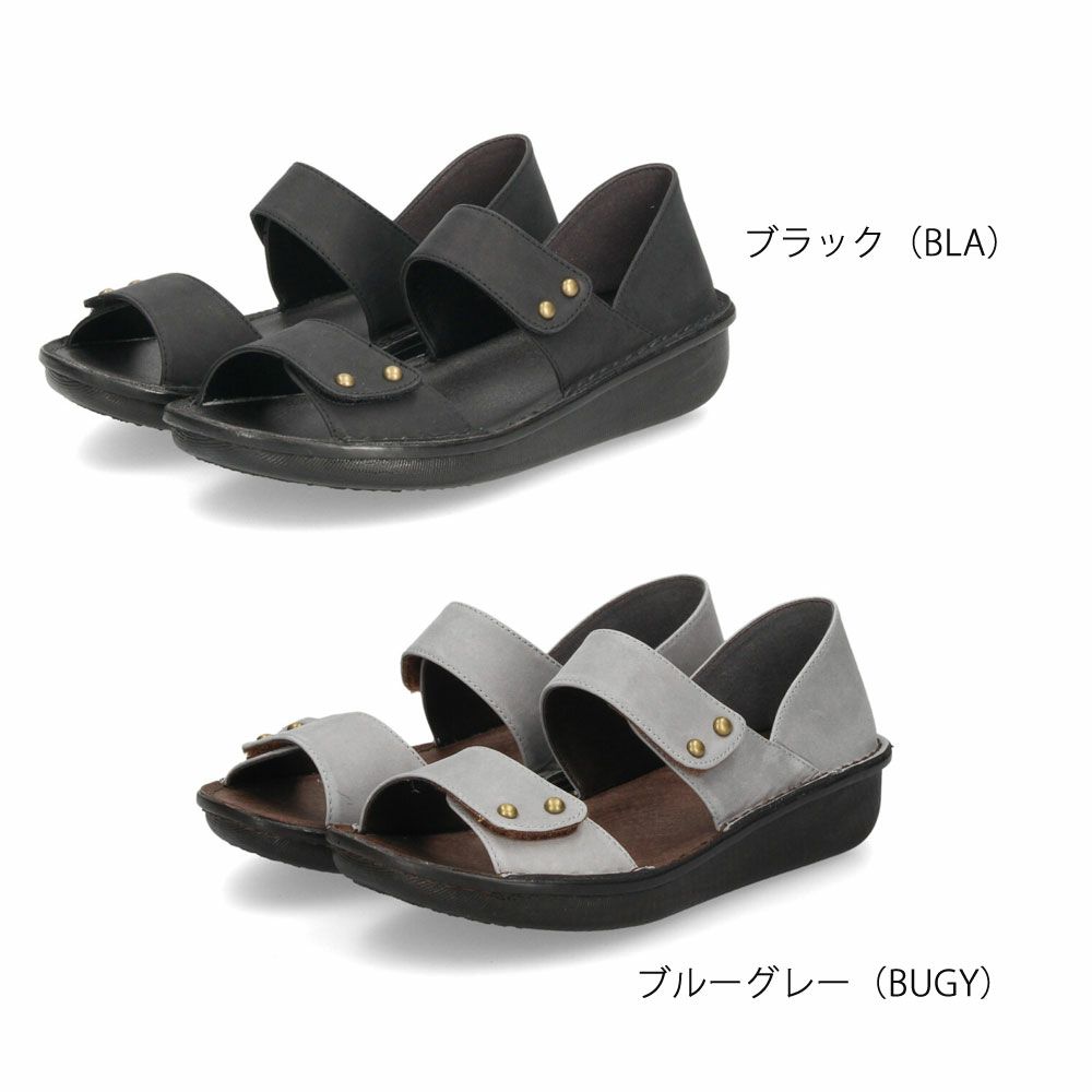 サンダル レディース 疲れない 本革 厚底 コンフォートサンダル 幅広 甲高 軽量 ローヒール 黒 8868 かかとが踏める 2way ミュール オープントゥ レザー ニコ 靴 NICO 日本製