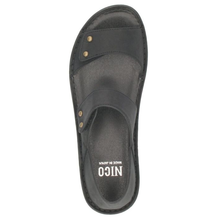 サンダル レディース 疲れない 本革 厚底 コンフォートサンダル 幅広 甲高 軽量 ローヒール 黒 8868 かかとが踏める 2way ミュール オープントゥ レザー ニコ 靴 NICO 日本製