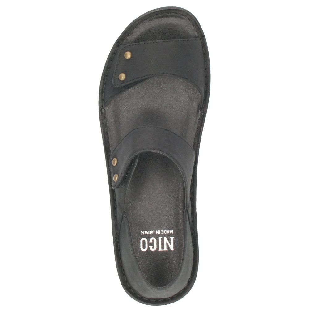 サンダル レディース 疲れない 本革 厚底 コンフォートサンダル 幅広 甲高 軽量 ローヒール 黒 8868 かかとが踏める 2way ミュール オープントゥ レザー ニコ 靴 NICO 日本製