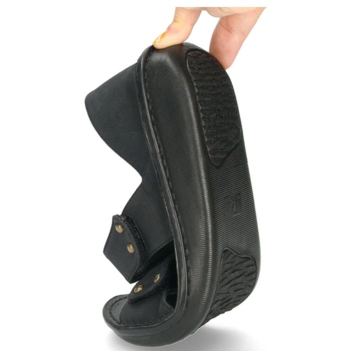 サンダル レディース 疲れない 本革 厚底 コンフォートサンダル 幅広 甲高 軽量 ローヒール 黒 8868 かかとが踏める 2way ミュール オープントゥ レザー ニコ 靴 NICO 日本製