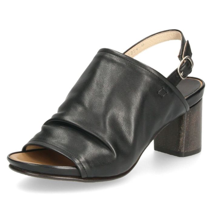 サンダル レディース 本革 ストラップサンダル 甲深 太ヒール サヤ 51254 ブラック オリーブ シルバー SAYA 靴 ラボキゴシ 日本製