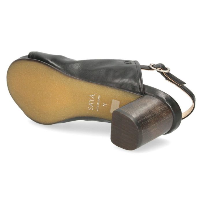 サンダル レディース 本革 ストラップサンダル 甲深 太ヒール サヤ 51254 ブラック オリーブ シルバー SAYA 靴 ラボキゴシ 日本製