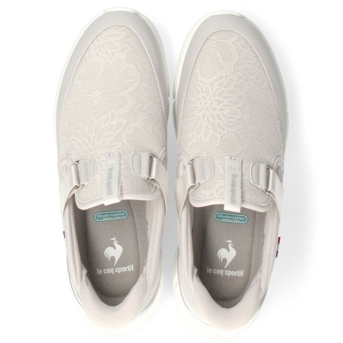 スリッポン レディース スニーカー LCS ロワール SP LC SI ルコック ルコックスポルティフ 23 軽量 ハンズフリーシューズ 立ったまま履ける レース 消臭機能 黒 ブラック グレー カジュアル LECOQ  le coq sportif 