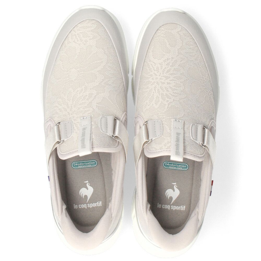 スリッポン レディース スニーカー LCS ロワール SP LC SI ルコック ルコックスポルティフ 23 軽量 ハンズフリーシューズ 立ったまま履ける レース 消臭機能 黒 ブラック グレー カジュアル LECOQ  le coq sportif 