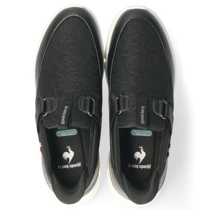 スリッポン レディース スニーカー LCS ロワール SP LC SI ルコック ルコックスポルティフ 23 軽量 ハンズフリーシューズ 立ったまま履ける レース 消臭機能 黒 ブラック グレー カジュアル LECOQ  le coq sportif 