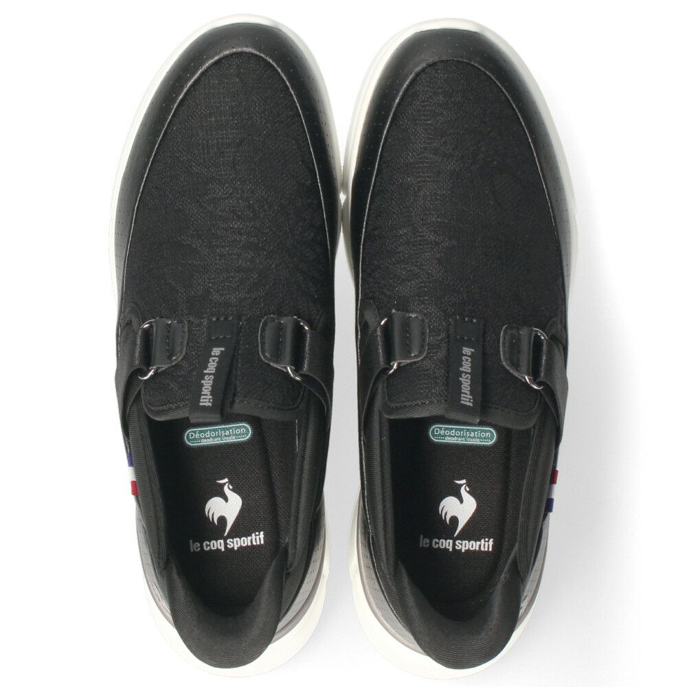 スリッポン レディース スニーカー LCS ロワール SP LC SI ルコック ルコックスポルティフ 23 軽量 ハンズフリーシューズ 立ったまま履ける レース 消臭機能 黒 ブラック グレー カジュアル LECOQ  le coq sportif 
