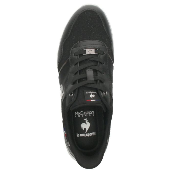 ルコック スニーカー レディース 黒 ブラック ラメ ルコックスポルティフ ラセーヌ 靴 さっと履ける 手を使わず履ける 軽量 消臭 ローカット ワイド幅 3E le coq sportif LU5SSN24LZ