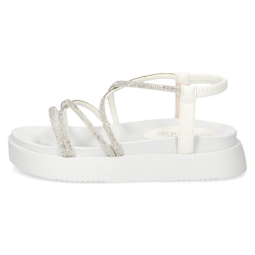 サンダル レディース 厚底 軽量 疲れない 歩きやすい おしゃれ フラット ストラップサンダル コードストラップサンダル ラインストーン リゾート カジュアル Realta レアルタ 6320