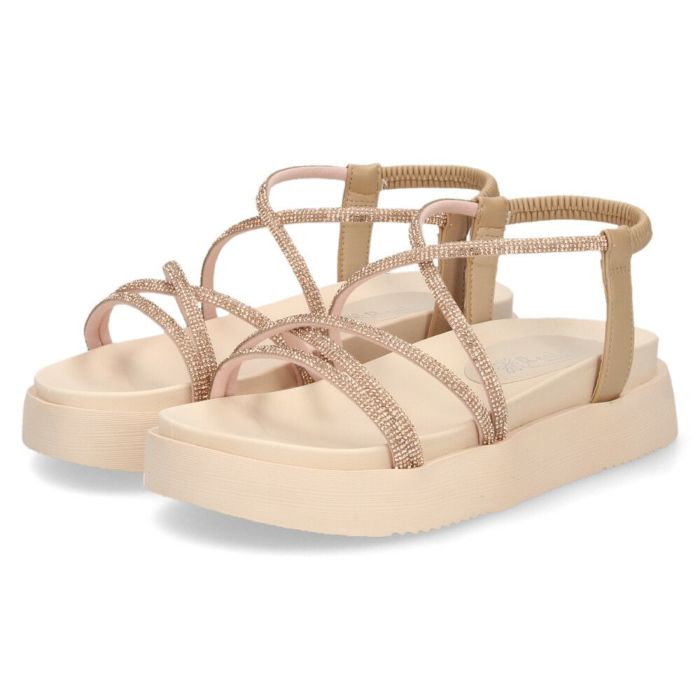 サンダル レディース 厚底 軽量 疲れない 歩きやすい おしゃれ フラット ストラップサンダル コードストラップサンダル ラインストーン リゾート カジュアル Realta レアルタ 6320