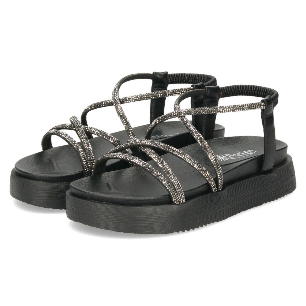 サンダル レディース 厚底 軽量 疲れない 歩きやすい おしゃれ フラット ストラップサンダル コードストラップサンダル ラインストーン リゾート カジュアル Realta レアルタ 6320