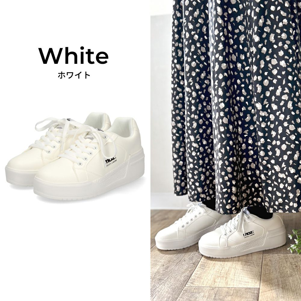モズ スニーカー レディース 軽量 厚底 歩きやすい かわいい ローカット レースアップ カジュアル シンプル 黒 白 北欧 moz 25151