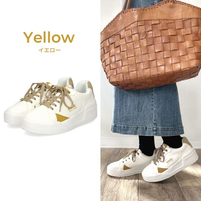 モズ スニーカー レディース 軽量 厚底 歩きやすい かわいい ローカット レースアップ カジュアル シンプル 黒 白 北欧 moz 25151