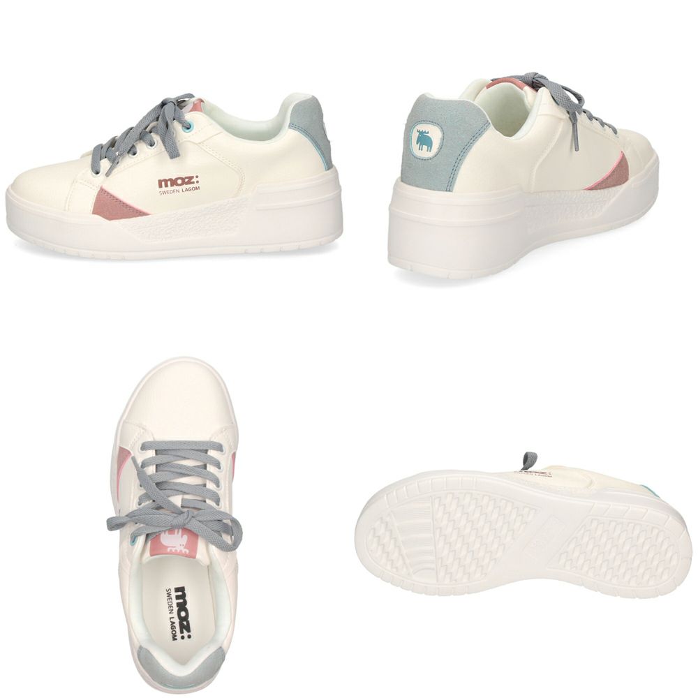 モズ スニーカー レディース 軽量 厚底 歩きやすい かわいい ローカット レースアップ カジュアル シンプル 黒 白 北欧 moz 25151