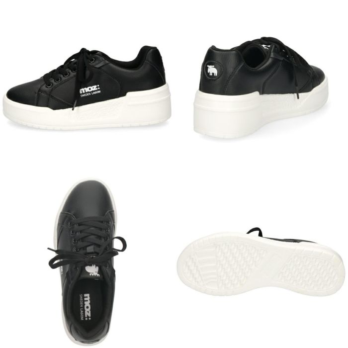モズ スニーカー レディース 軽量 厚底 歩きやすい かわいい ローカット レースアップ カジュアル シンプル 黒 白 北欧 moz 25151