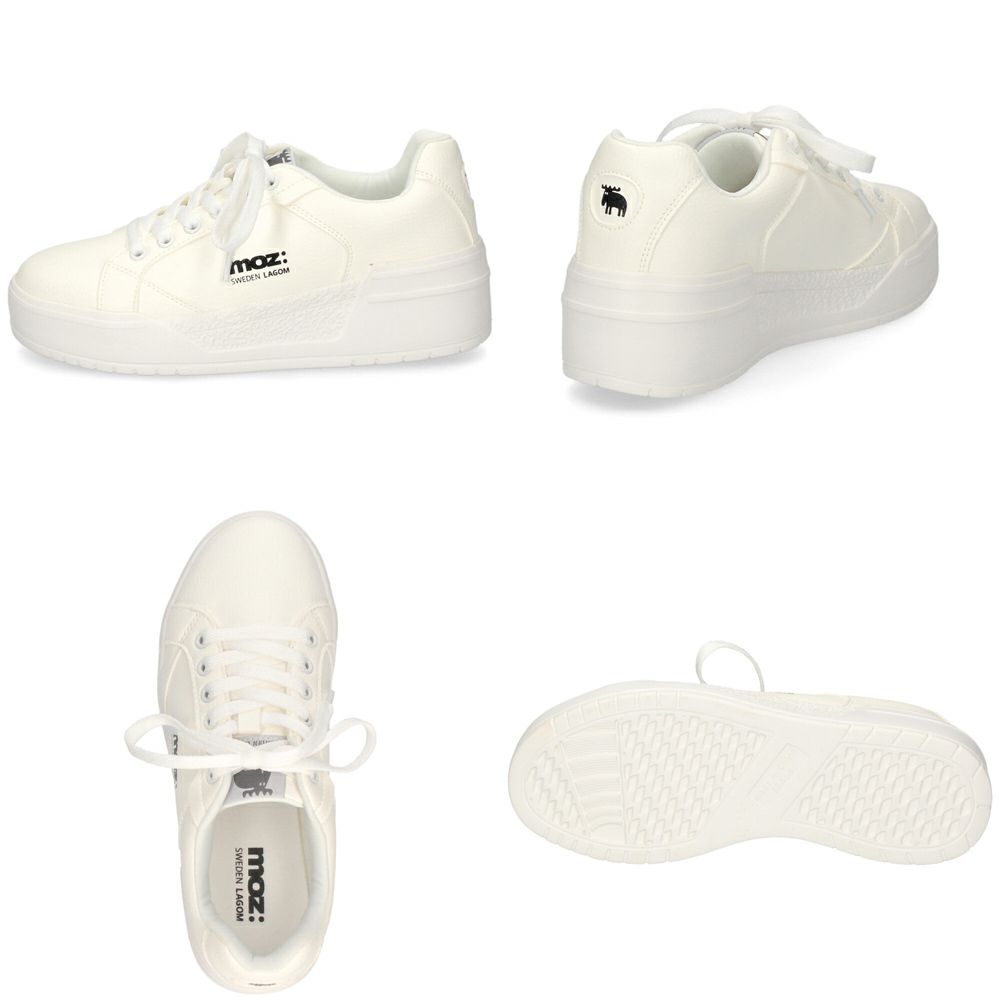 モズ スニーカー レディース 軽量 厚底 歩きやすい かわいい ローカット レースアップ カジュアル シンプル 黒 白 北欧 moz 25151