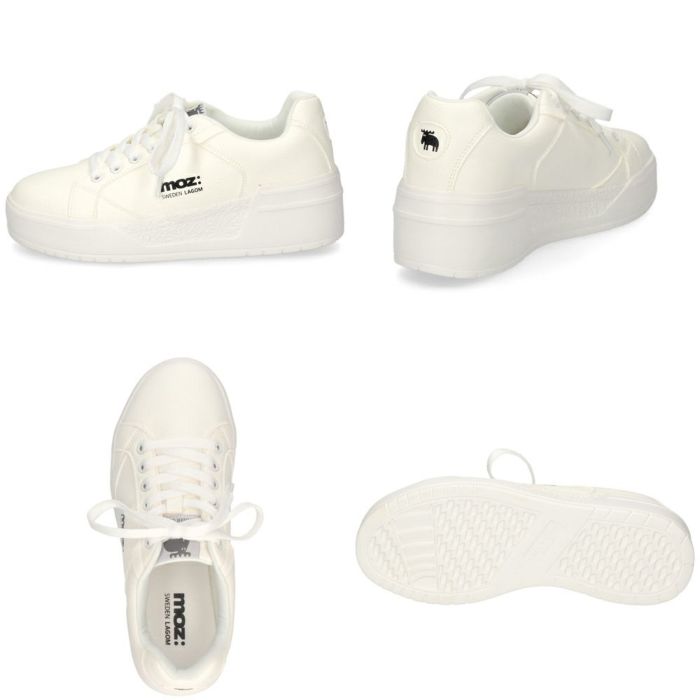 モズ スニーカー レディース 軽量 厚底 歩きやすい かわいい ローカット レースアップ カジュアル シンプル 黒 白 北欧 moz 25151