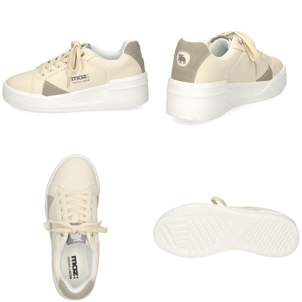 モズ スニーカー レディース 軽量 厚底 歩きやすい かわいい ローカット レースアップ カジュアル シンプル 黒 白 北欧 moz 25151