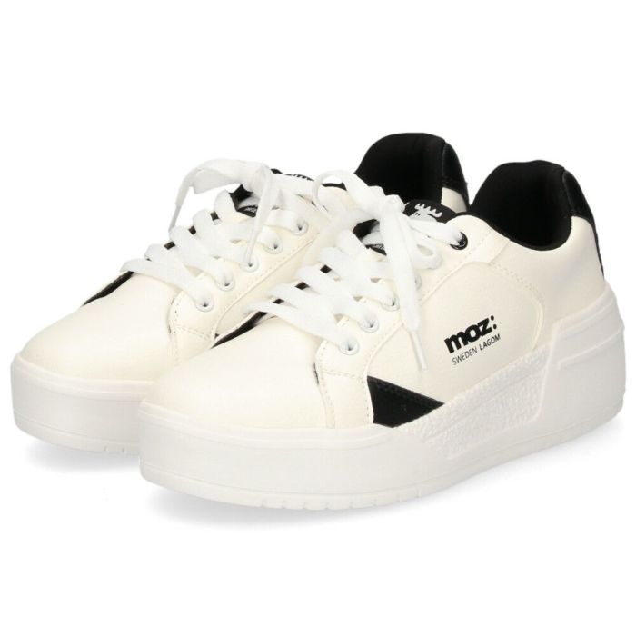 モズ スニーカー レディース 軽量 厚底 歩きやすい かわいい ローカット レースアップ カジュアル シンプル 黒 白 北欧 moz 25151
