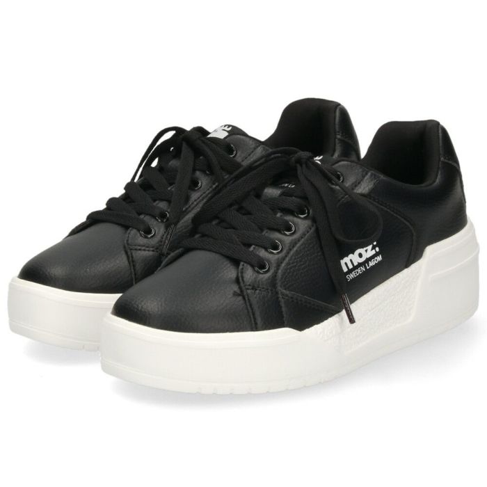 モズ スニーカー レディース 軽量 厚底 歩きやすい かわいい ローカット レースアップ カジュアル シンプル 黒 白 北欧 moz 25151