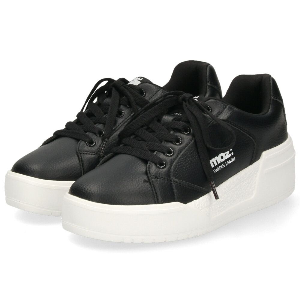 モズ スニーカー レディース 軽量 厚底 歩きやすい かわいい ローカット レースアップ カジュアル シンプル 黒 白 北欧 moz 25151