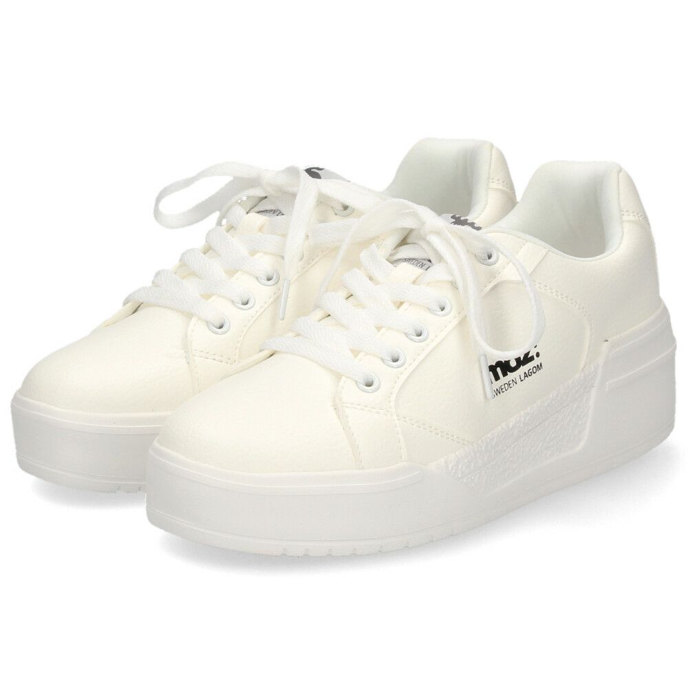 モズ スニーカー レディース 軽量 厚底 歩きやすい かわいい ローカット レースアップ カジュアル シンプル 黒 白 北欧 moz 25151