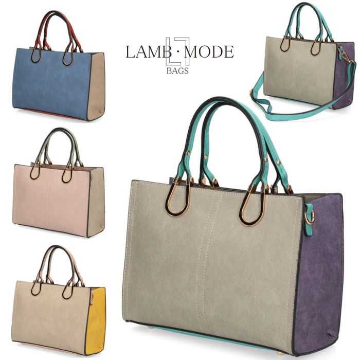 トートバッグ レディース 小さめ 通勤 通学 2WAY ショルダー ハンドバッグ 肩掛け 斜め掛け 仕切り ファスナー付き おしゃれ きれいめ 37880T ラムモード LAMBMODE