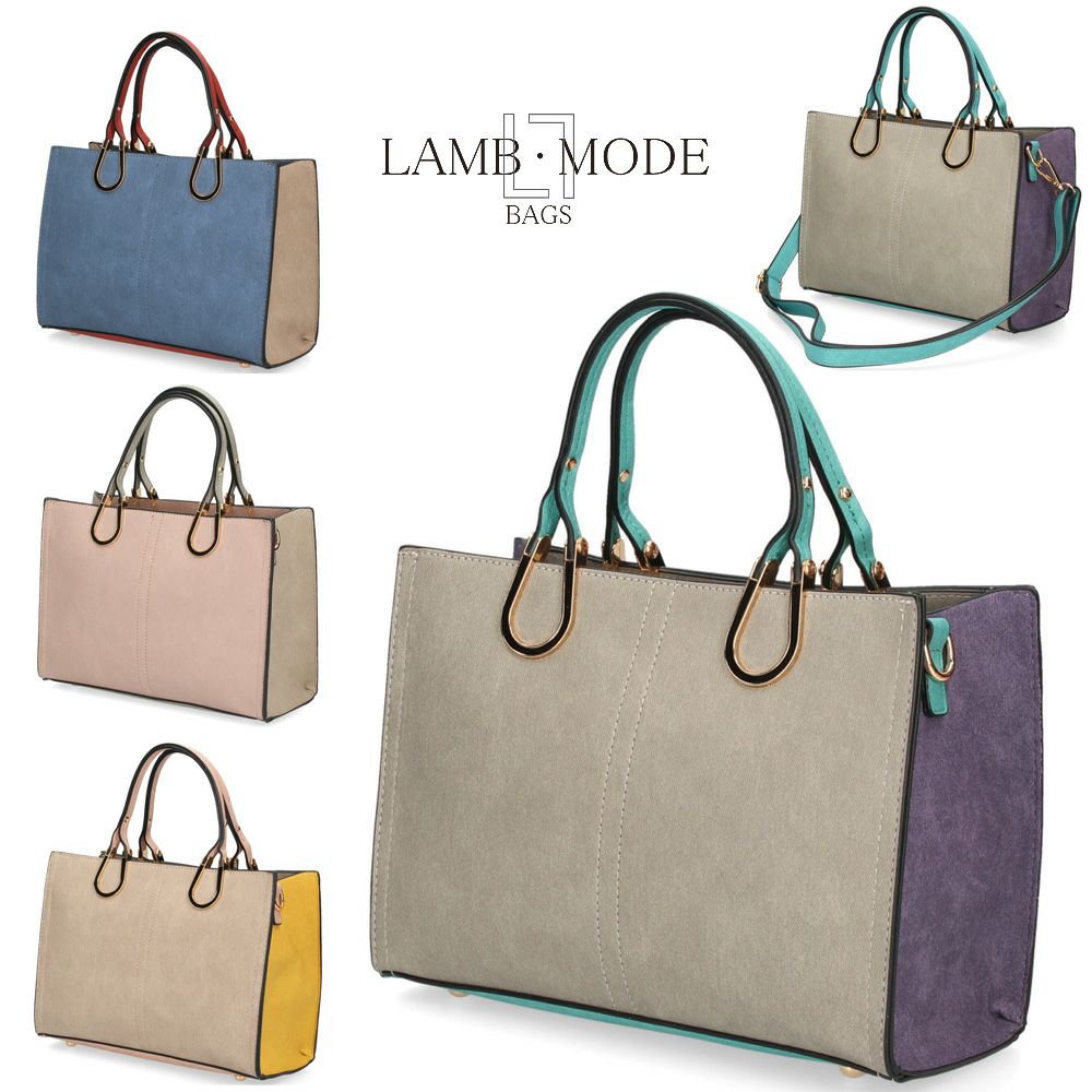 トートバッグ レディース 小さめ 通勤 通学 2WAY ショルダー ハンドバッグ 肩掛け 斜め掛け 仕切り ファスナー付き おしゃれ きれいめ 37880T ラムモード LAMBMODE