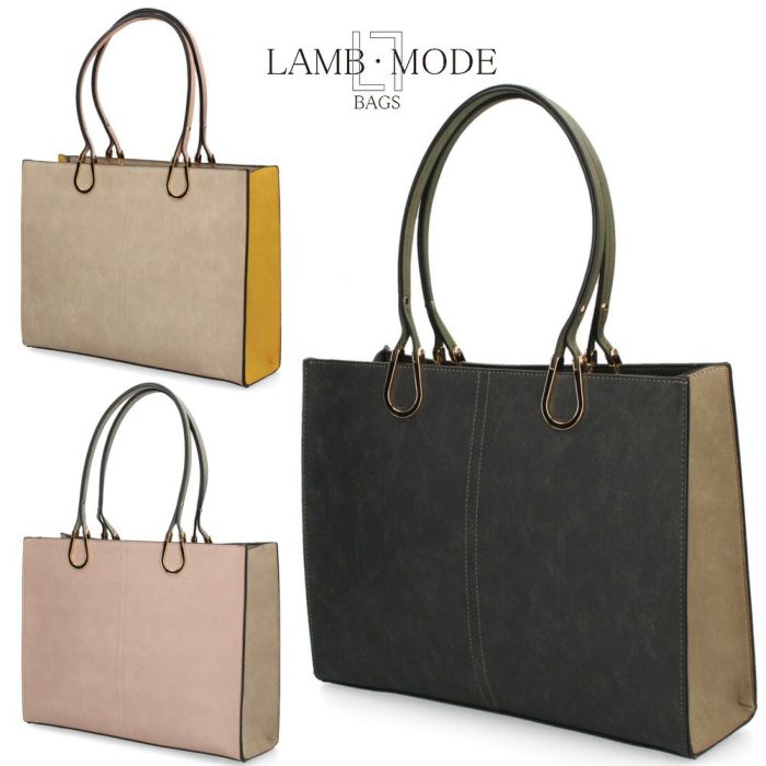 トートバッグ レディース 大きめ 通勤 通学 A4 ファスナー付き 仕切り 自立 肩掛け おしゃれ きれいめ バッグ 大容量 黒 37882T ラムモード LAMBMODE