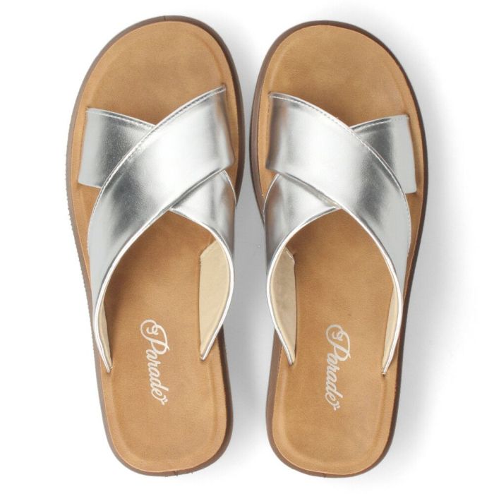 サンダル レディース 厚底 クロスベルト 歩きやすい つっかけ 夏 きれいめ カジュアル シンプル 黒 ブラック シルバー Parade パレード 45109