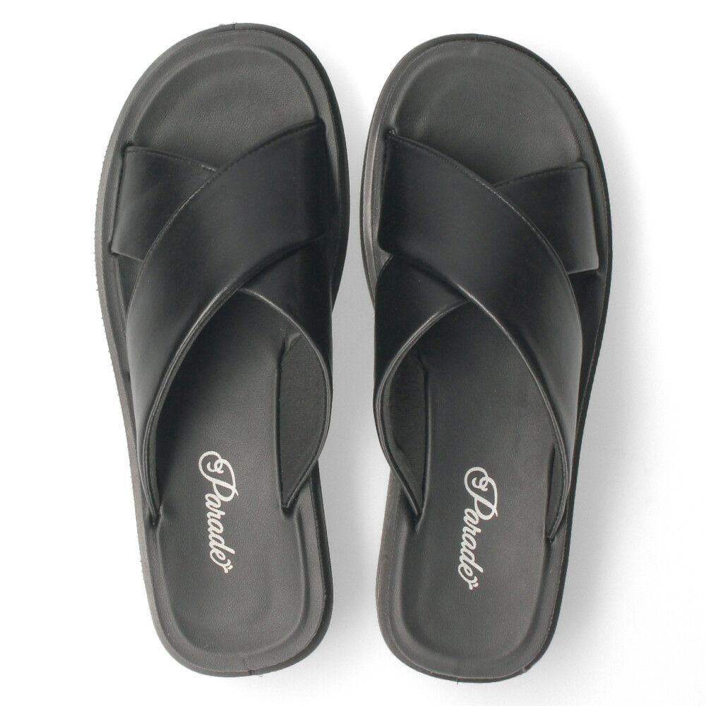 サンダル レディース 厚底 クロスベルト 歩きやすい つっかけ 夏 きれいめ カジュアル シンプル 黒 ブラック シルバー Parade パレード 45109