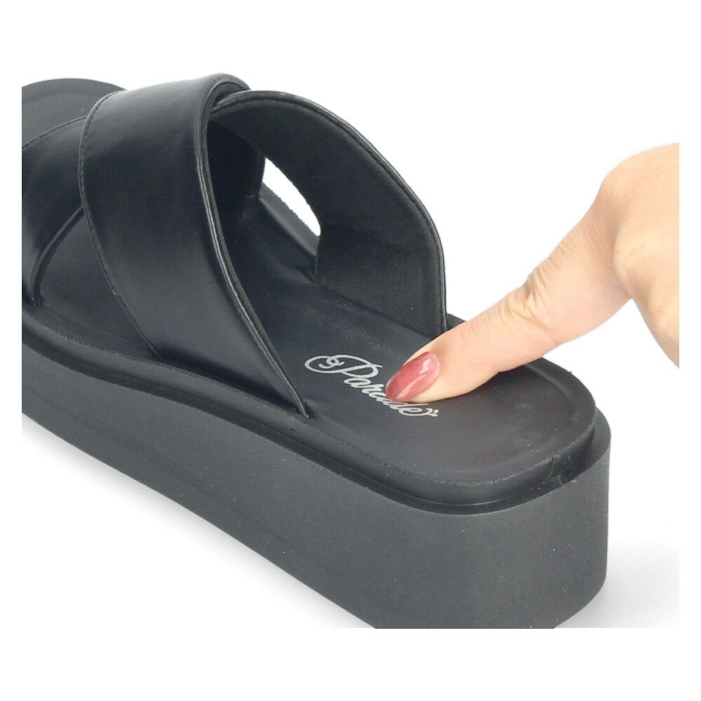 サンダル レディース 厚底 クロスベルト 歩きやすい つっかけ 夏 きれいめ カジュアル シンプル 黒 ブラック シルバー Parade パレード 45109