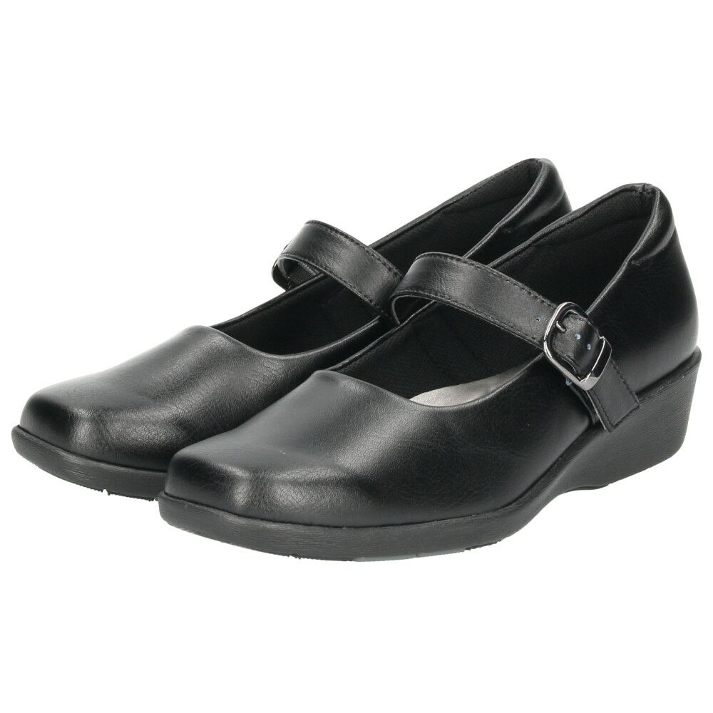 パンプス レディース 靴 黒 ブラック オフィスシューズ 軽量 疲れにくい 3E 日本製 ビジネス ウェッジソール ストラップ 抗菌防臭加工 パンジー 4072 4073 PANSY パンジーオフィス スクエアトゥ