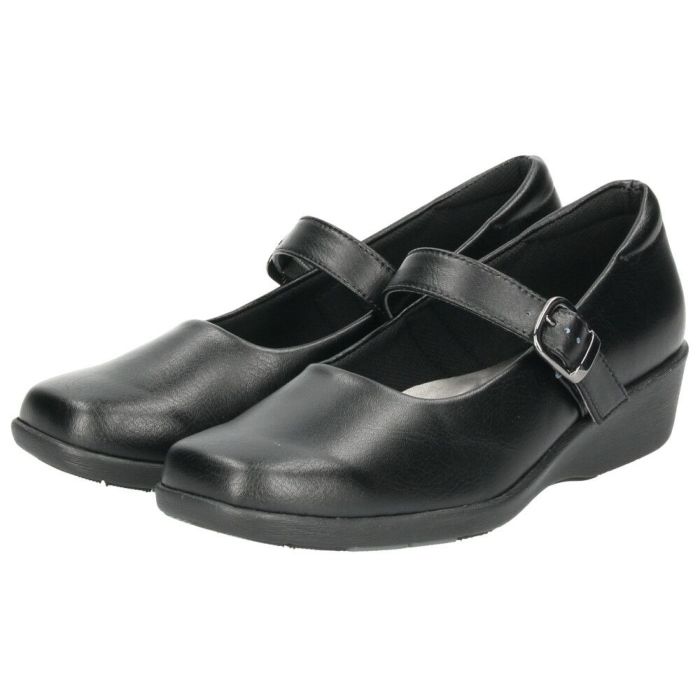 パンプス レディース 靴 黒 ブラック オフィスシューズ 軽量 疲れにくい 3E 日本製 ビジネス ウェッジソール ストラップ 抗菌防臭加工 パンジー 4072 4073 PANSY パンジーオフィス スクエアトゥ