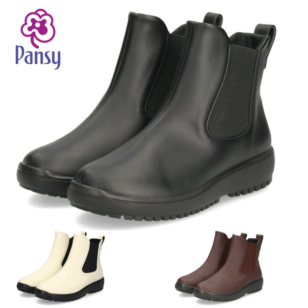 レインブーツ レディース サイドゴア ショートブーツ 長靴 防水 3E 幅広 レインシューズ 雨 カジュアル ガーデニング 抗菌防臭加工 履きやすい パンジー 4810 Pansy