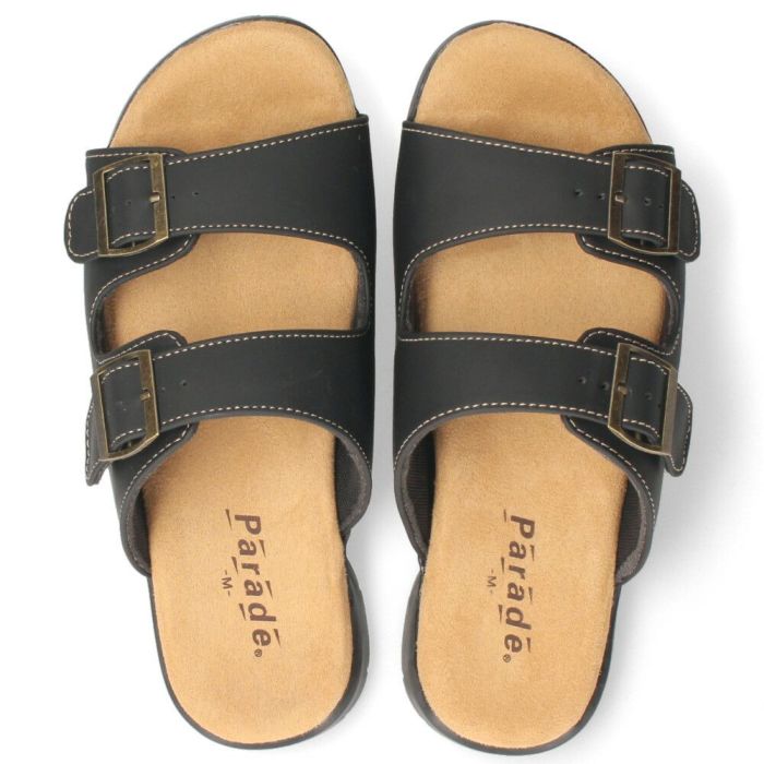 コンフォートサンダル メンズ 靴 2本ベルト 歩きやすい サンダル 合皮 カジュアル シンプル ブラック ダークブラウン パレード 56101 Parade