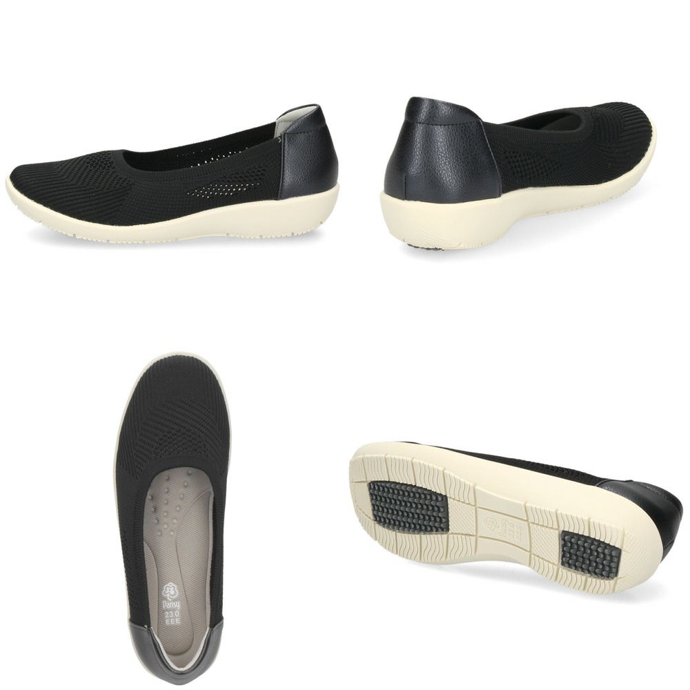 パンプス レディース 痛くない 柔らかい 軽量 ニットパンプス 幅広 ゆったり 履きやすい 歩きやすい 抗菌 防臭 メッシュ スリッポン 黒 ブラック PANSY パンジー 4304 