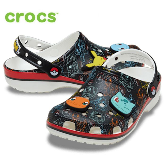 クロックス ポケモン クラシッククロッグ crocs 211343 POKEMON CLASSIC メンズ キャラクター サンダル 軽量 柔軟 快適 大人 黒 カジュアル