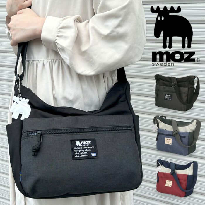 モズ ショルダーバッグ レディース メンズ ユニセックス 斜めがけ 軽量 仕事 旅行 大人 ポケット 多収納 かわいい コンパクト 通勤 カバン 黒 ブラック moz ZZEI28
