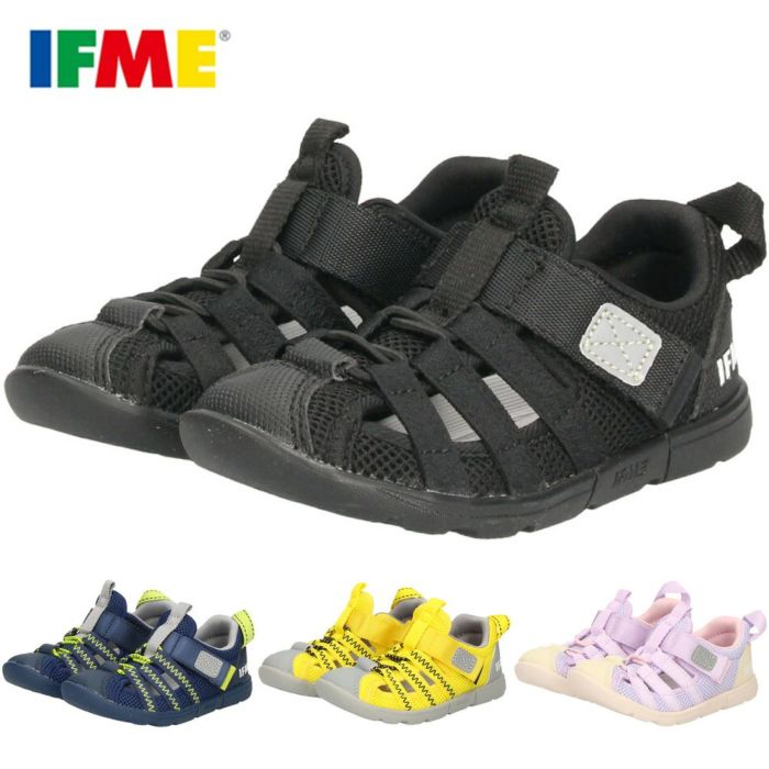イフミー ウォーター サンダル キッズ ウォーターシューズ 子ども 両ベルト ベルクロ 子ども靴 水陸両用 水遊び プール 運動靴 ブラック 黒 IFME 20-5318