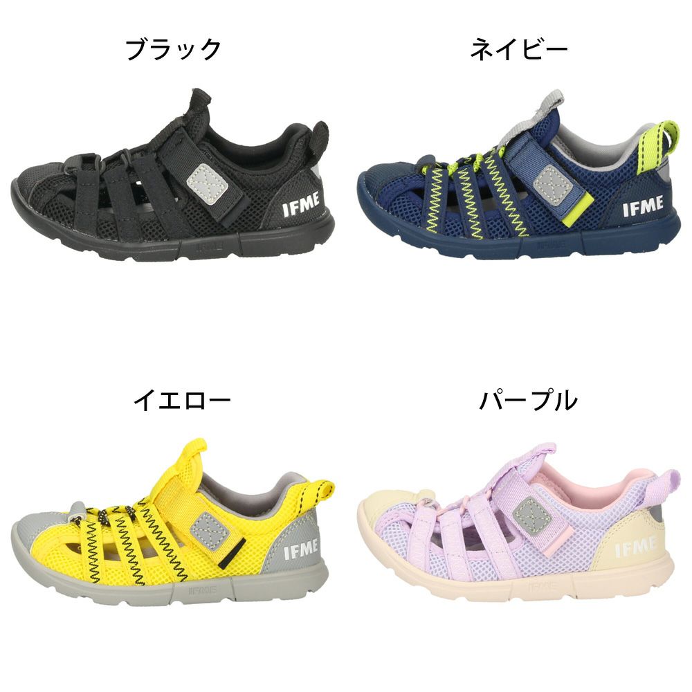 イフミー ウォーター サンダル キッズ ウォーターシューズ 子ども 両ベルト ベルクロ 子ども靴 水陸両用 水遊び プール 運動靴 ブラック 黒 IFME 20-5318