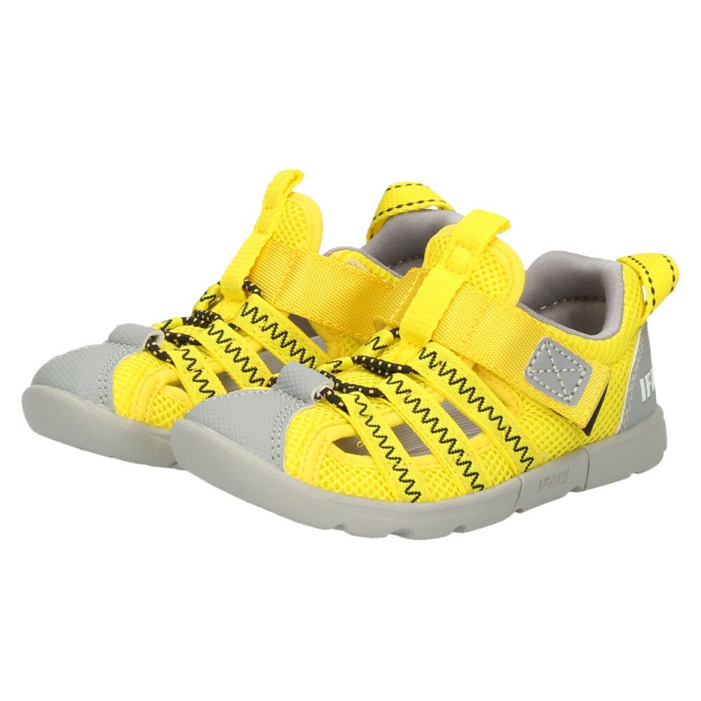 イフミー ウォーター サンダル キッズ ウォーターシューズ 子ども 両ベルト ベルクロ 子ども靴 水陸両用 水遊び プール 運動靴 ブラック 黒 IFME 20-5318