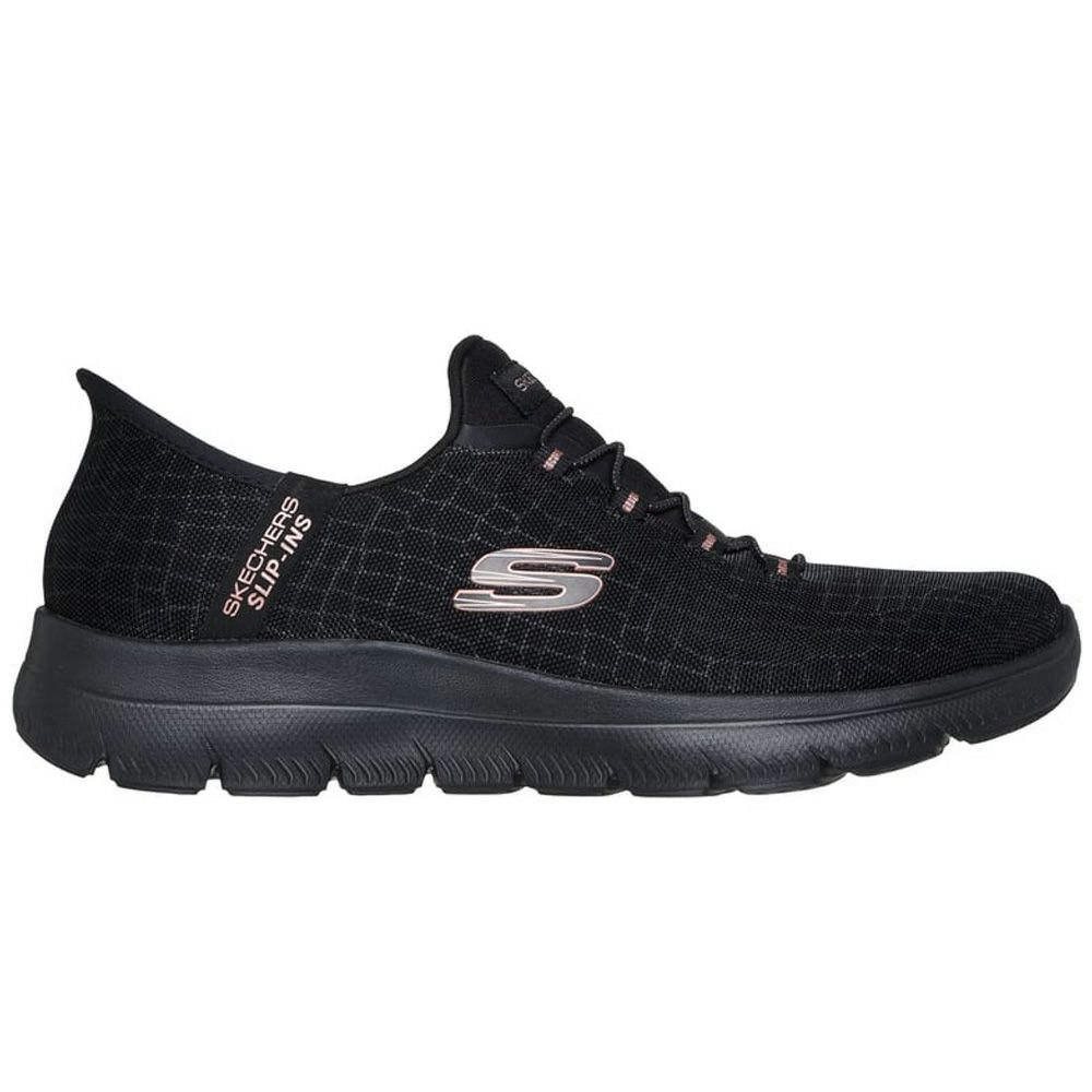 スケッチャーズ スリップインズ レディース 幅広 ワイド幅 スニーカー スリッポン 黒 ブラック ネイビー トープ ハンズフリー ゆったり SKECHERS Slip-ins サミッツ クラッシーナイト 150128W